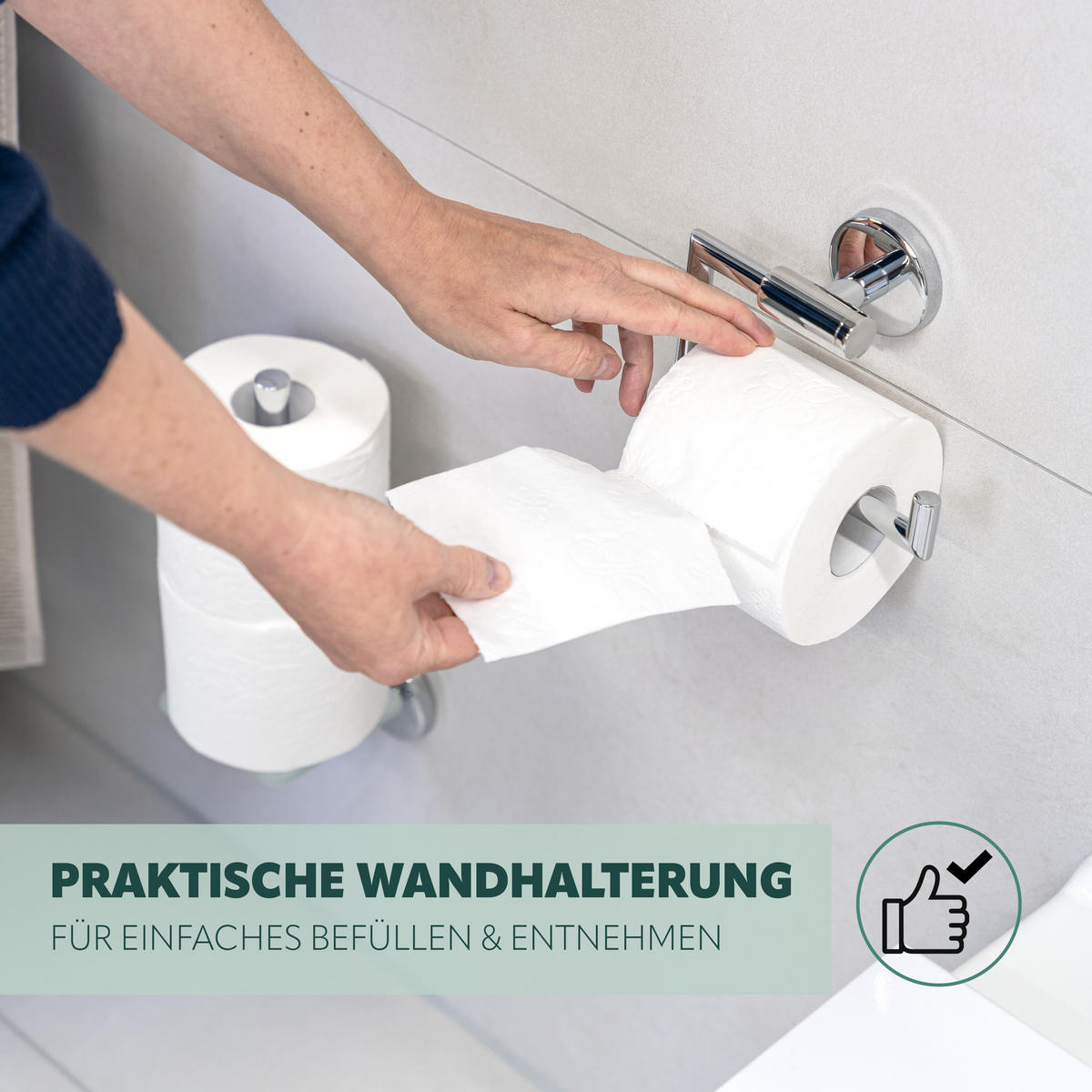 TOILETTENPAPIERHALTER LUCENTE (2er Set), Edelstahl - Chromfarben, Metall (15.5/11/6cm) - bremermann
