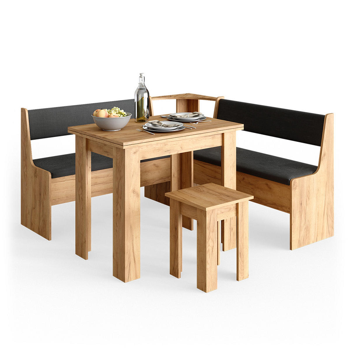 ECKBANKGRUPPE Roman Goldkraft Eiche 150 x 41.5 cm mit Tisch - Honigeiche/Anthrazit, Holzwerkstoff (150/80/150cm) - Vicco