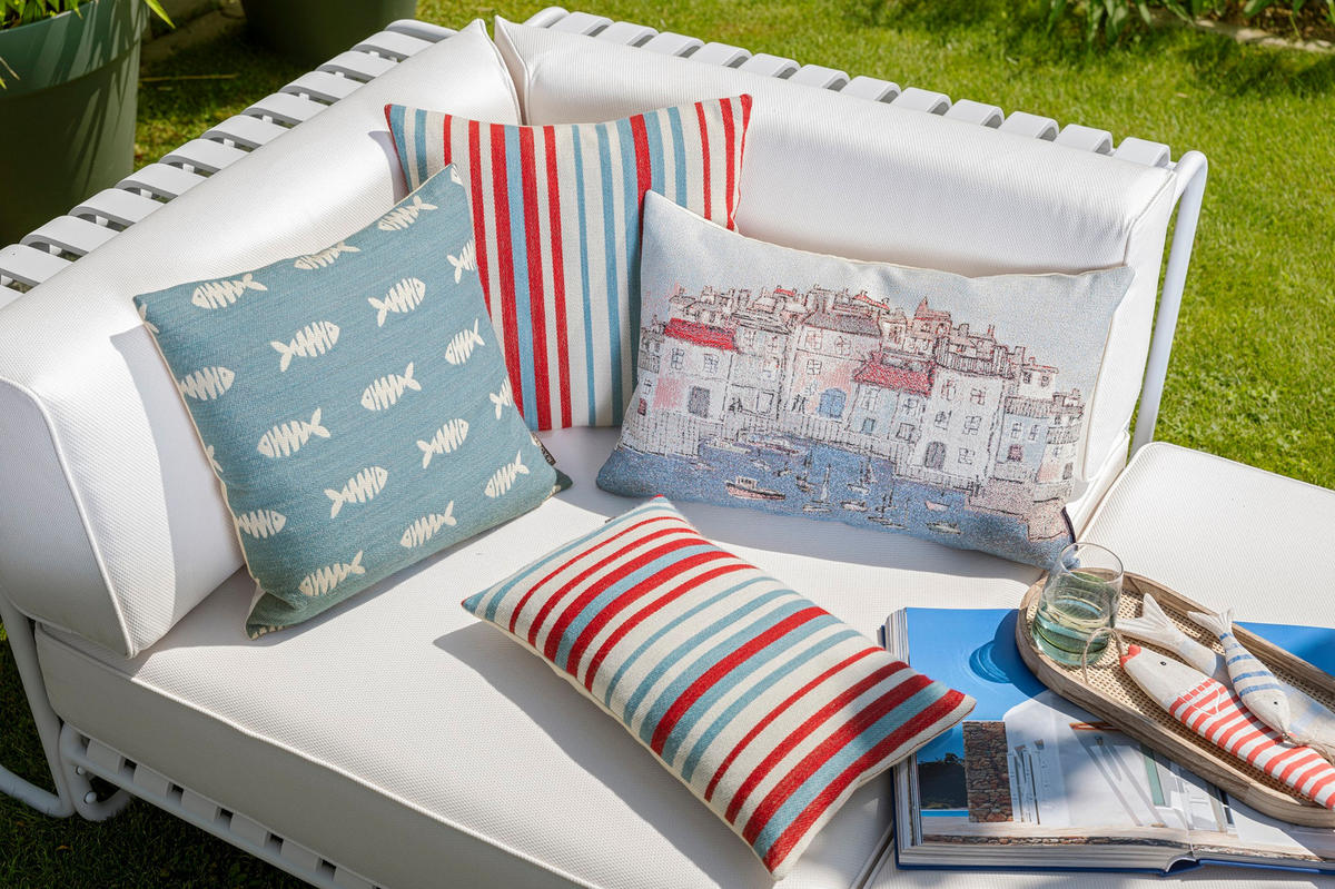 KISSENHÜLLE Biarritz - Blau, Textil (60/40cm) - Magma Heimtexx