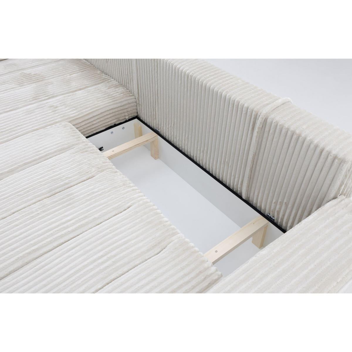 ECKSOFA PIANO L Links mit Schlaffunktion 137x234 Cord Beige - Beige/Silberfarben, Holz/Textil (278/178cm) - Muffo