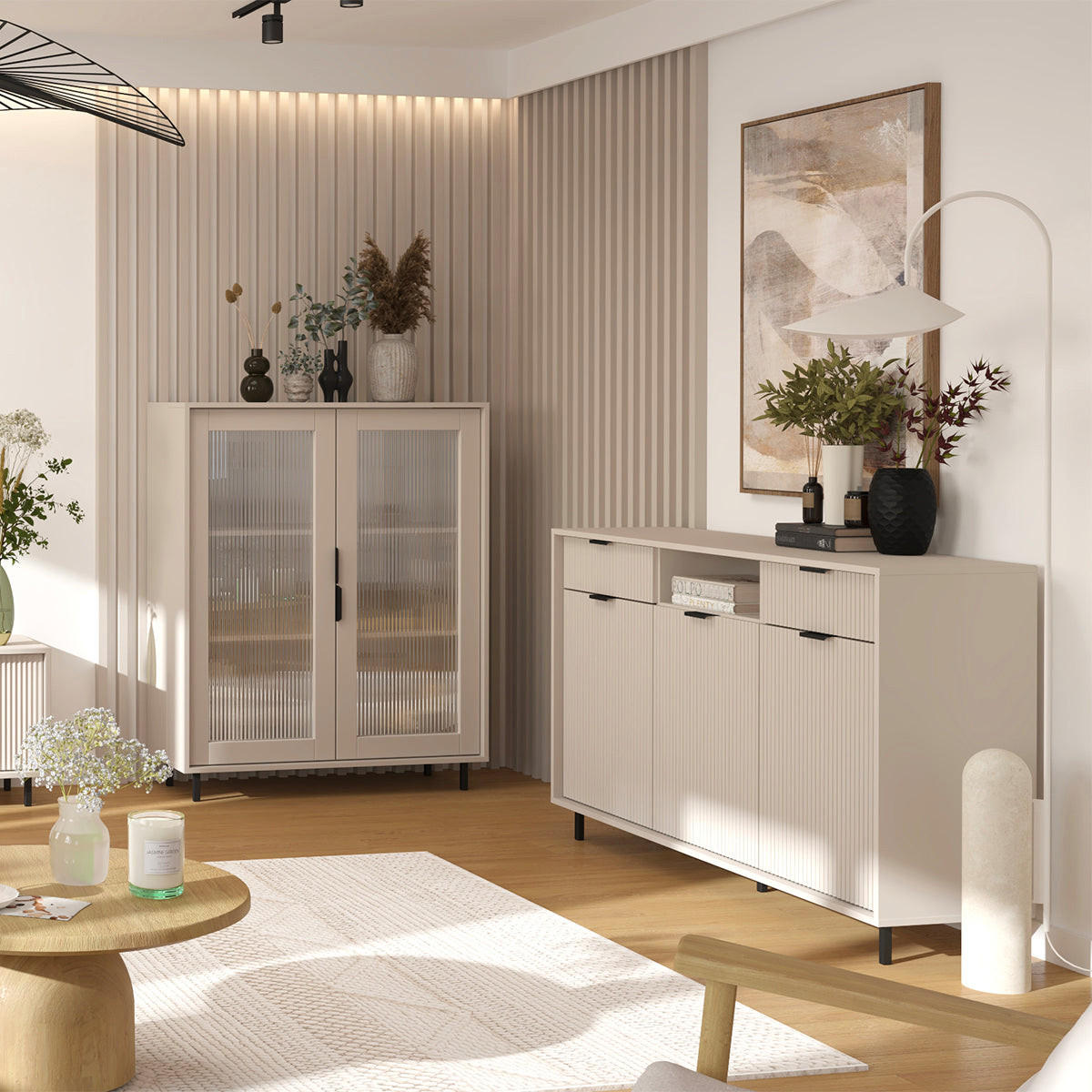 SIDEBOARD Soly Kaschmir - Beige, Holzwerkstoff (153.4/89.7/40.3cm) - Petits-meubles