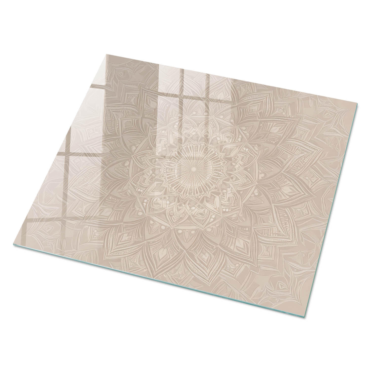 GLASPLATTE 80x60 cm – Beige Mandala - Beige, Glas (0.4/80/60cm) - ArtPrintCave