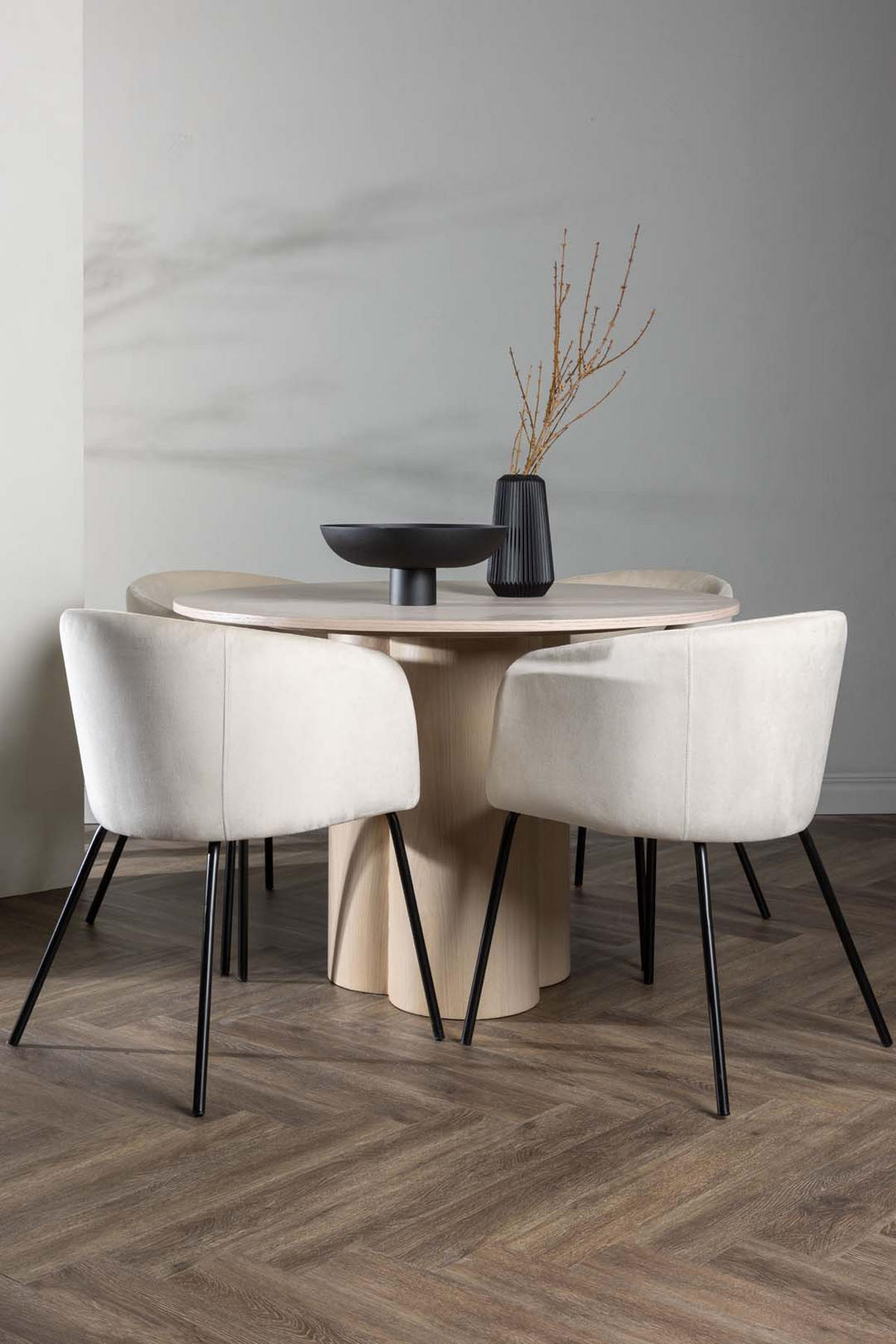 TISCHGRUPPE Whitewash - Weiß, Holzwerkstoff (110/75/110cm) - ebuy24