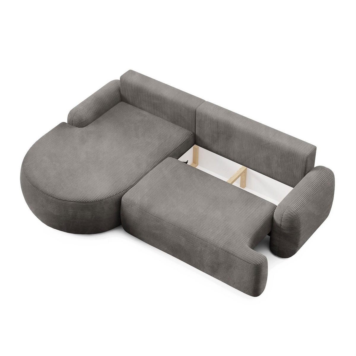 ECKSOFA CLEO II mit Schlaffunktion Version Linke Poso 115 - Taupe, Kunststoff (264/172cm) - Lookway