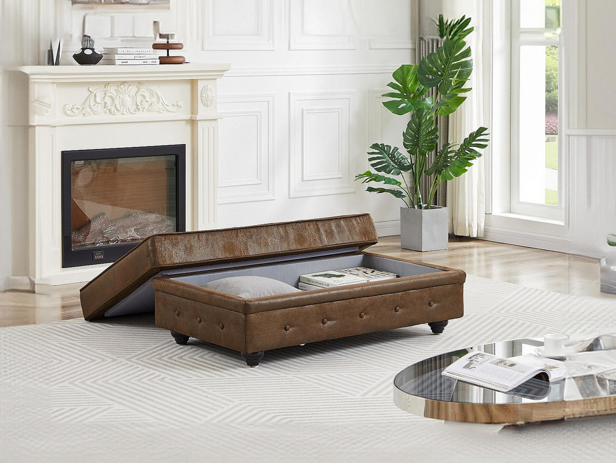 SITZHOCKER - 1 Person - Stoff, Stoff - Braun CHESTERFIELD - Braun, Textil (120/45/72cm) - Vente-Unique