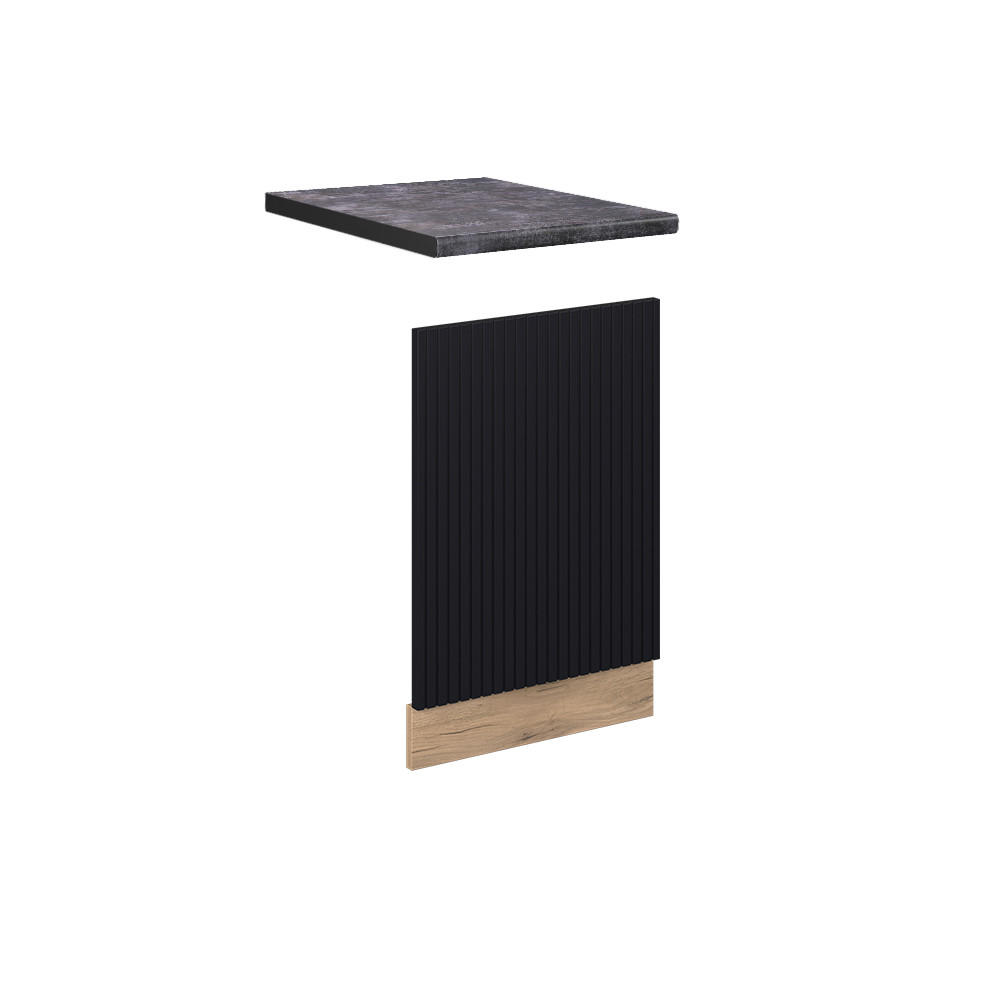 FRONTBLENDE Fame-Line, Schwarz gestreift, 45 cm, AP Anthrazit - Eiche Wotan/Schwarz, Holzwerkstoff (45/67.4/1.6cm) - Vicco