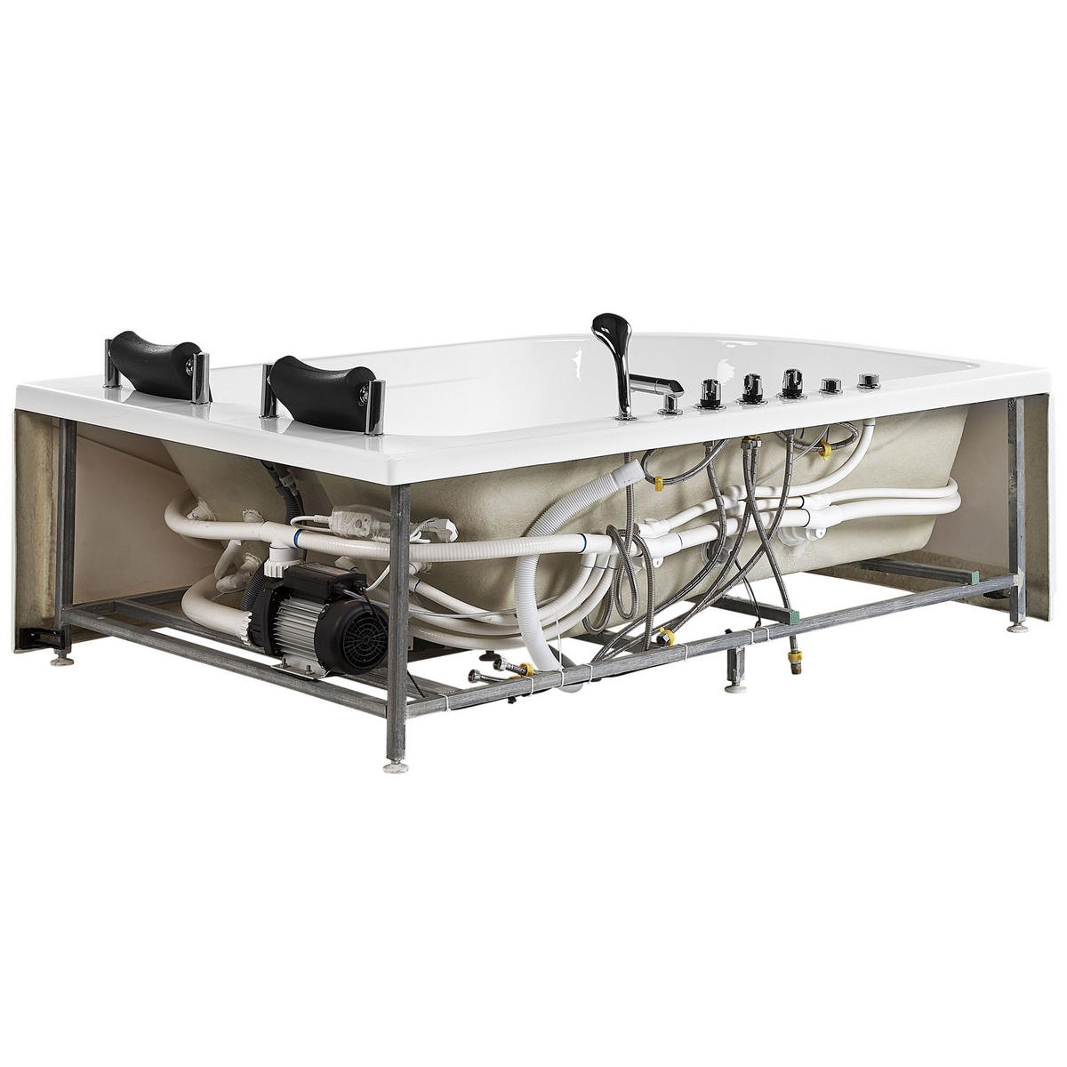 WHIRLPOOL-BADEWANNE mit LED 120x180x70 cm weiß Calama - Weiß, Kunststoff (120/70/180cm) - Beliani
