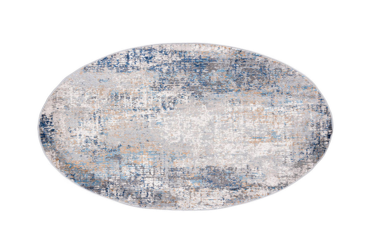 TEPPICH Beige Rund Abstrakt Kurzflor - 120 x 120 cm - Blaugrau, Textil (120/120cm) - Mazovia