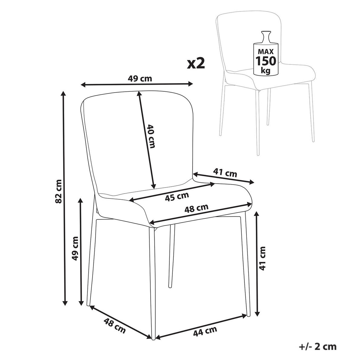 JÍDELNÍ ŽIDLE sada 2 ks čalounění Zelená Ada - zelená barva, kov/textil (49/82/48cm) - Beliani