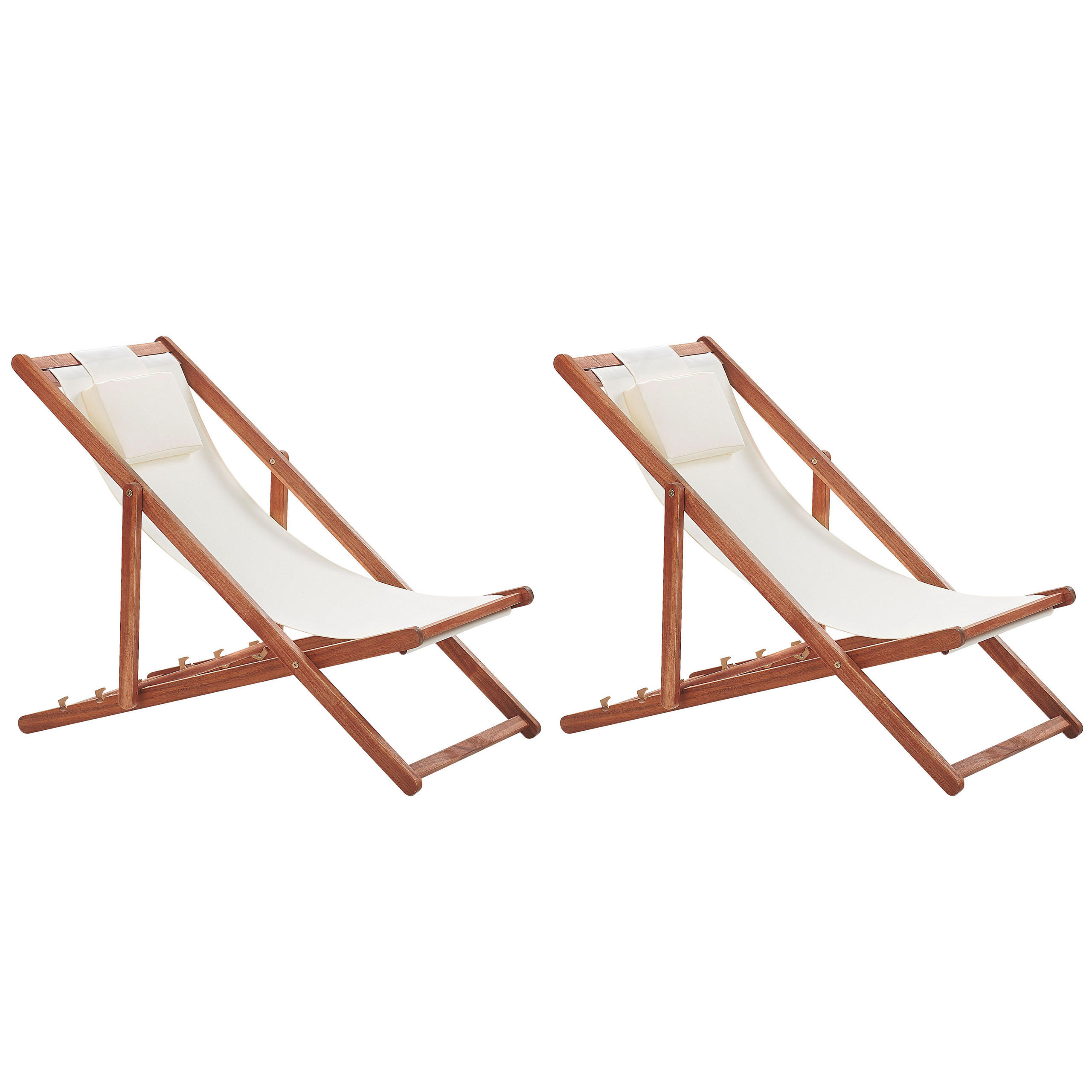 GARTENLIEGE 2er-Set mit 2 Ersatzstoffbezügen dunkelbraun/weiß Avellino - Dunkelbraun/Weiß, Textil (54/70/97cm) - Beliani