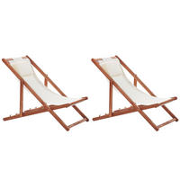 GARTENLIEGE 2er-Set mit 2 Ersatzstoffbezügen dunkelbraun/weiß Avellino - Dunkelbraun/Weiß, Textil (54/70/97cm) - Beliani