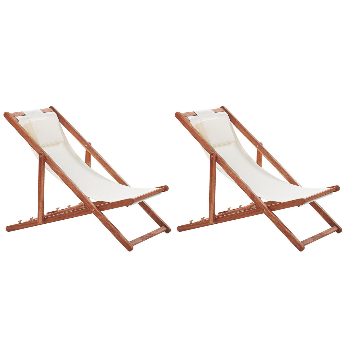 GARTENLIEGE 2er-Set mit 2 Ersatzstoffbezügen dunkelbraun/weiß Avellino - Dunkelbraun/Weiß, Textil (54/70/97cm) - Beliani