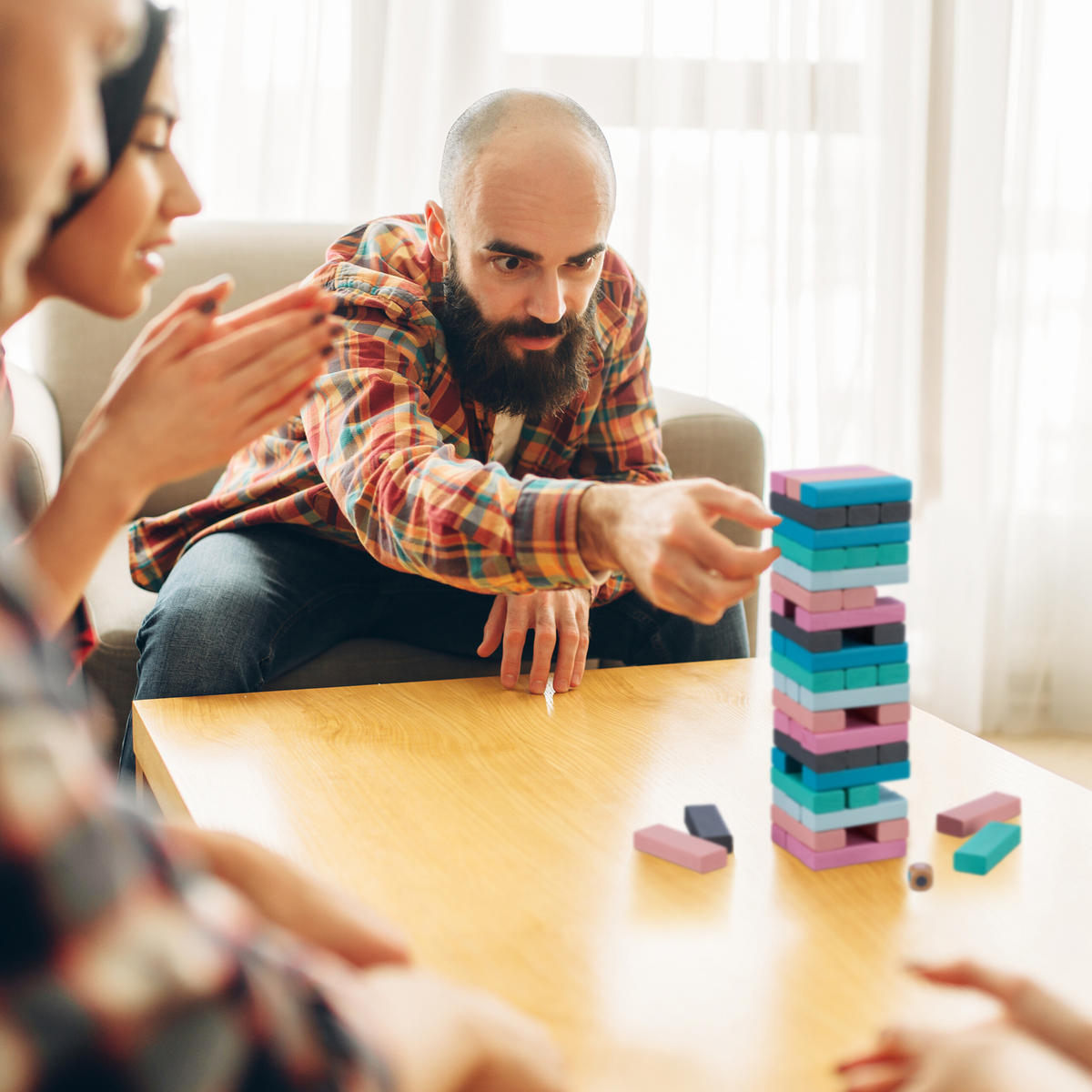 WACKELTURM - Multicolor, Holz (7.5/7.5cm) - Relaxdays