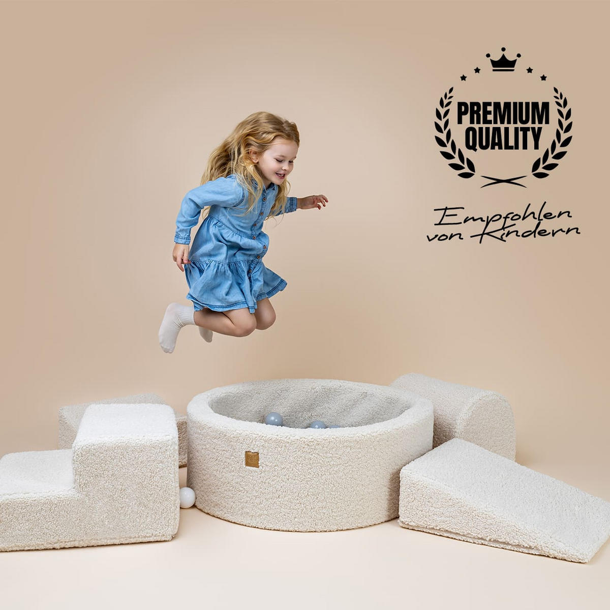 BÄLLEBAD mit Schaumstoff Bausteinen, Bearly, Weiß - Weiß, Textil (230/45/30cm) - MeowBaby