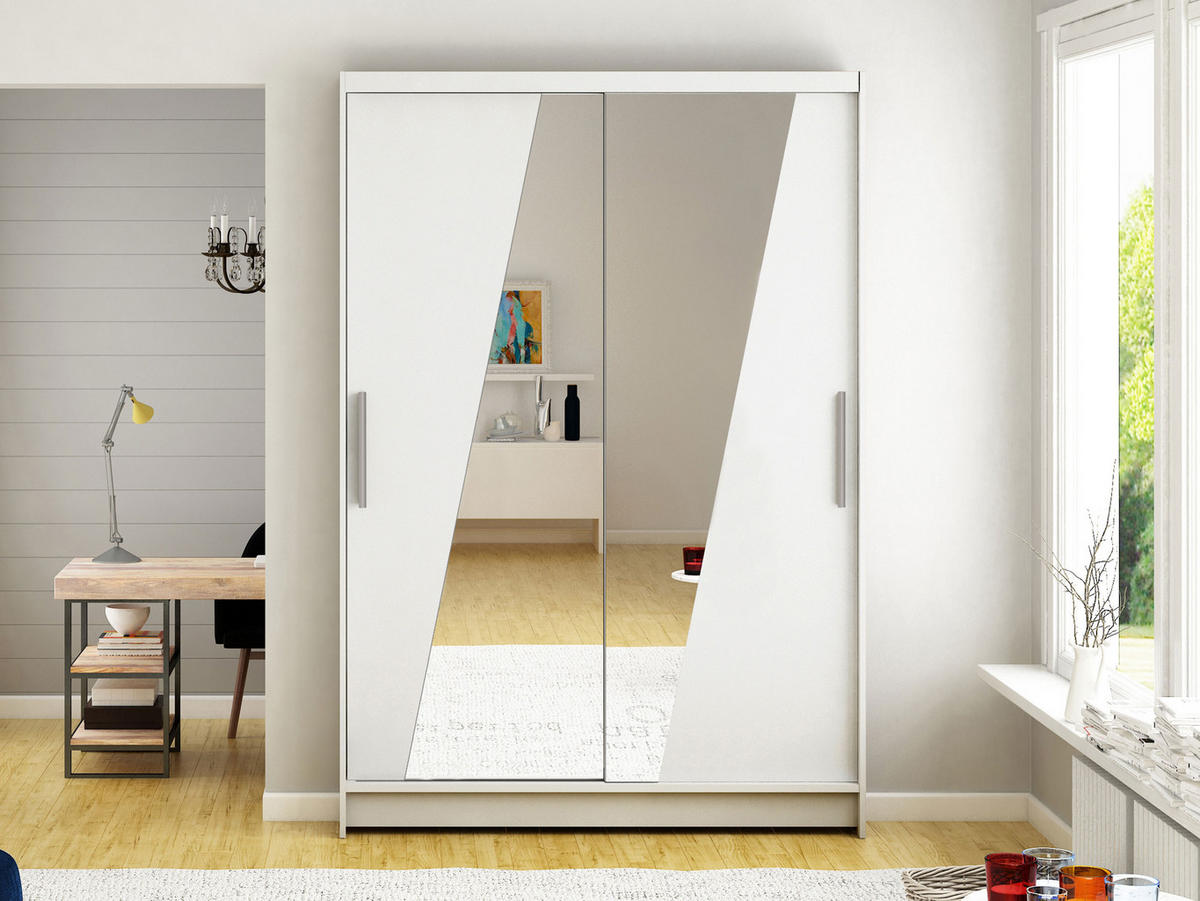 KLEIDERSCHRANK Miami VIII - Silberfarben/Weiß, Holzwerkstoff/Kunststoff (120/200/58cm) - MIRJAN24