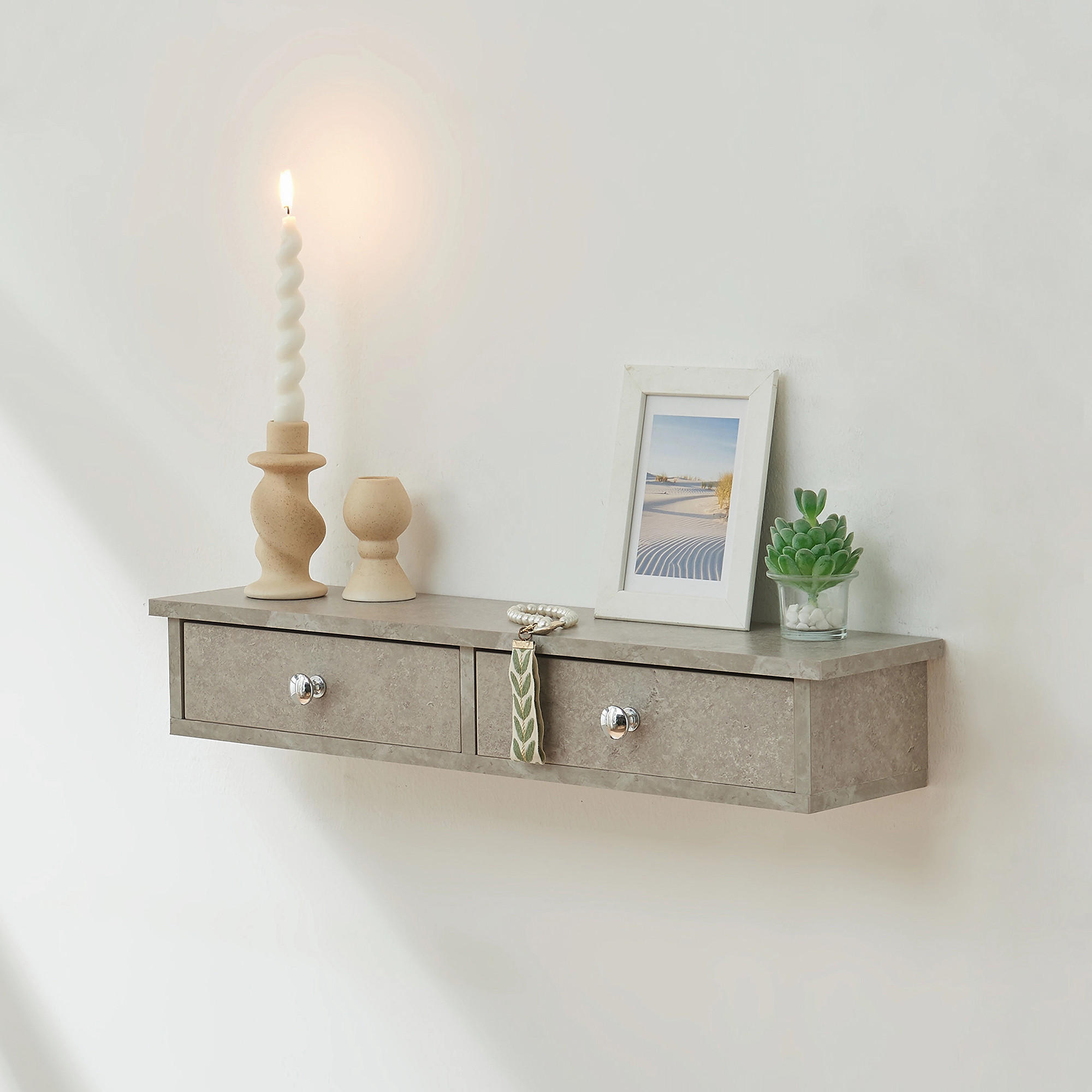 WANDREGAL Geeste - Graubraun, Holzwerkstoff (15/10/60cm) - [en.casa]