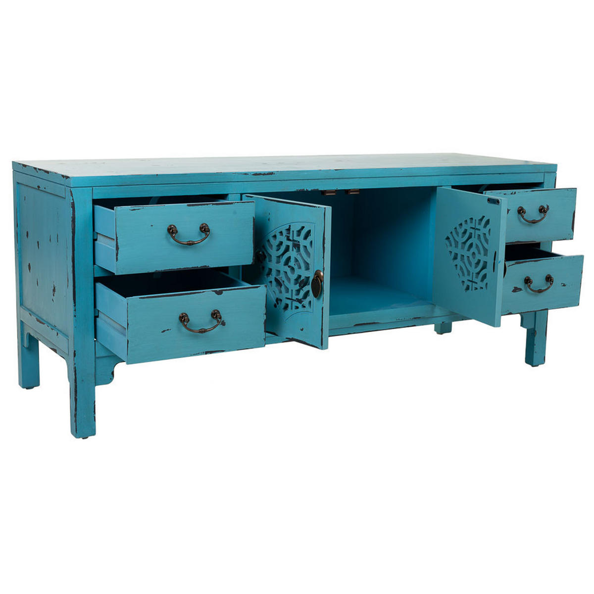 LOWBOARD aus Holz 120x40x50 cm - Blau, Holzwerkstoff (120/50/40cm) - Wanderlust