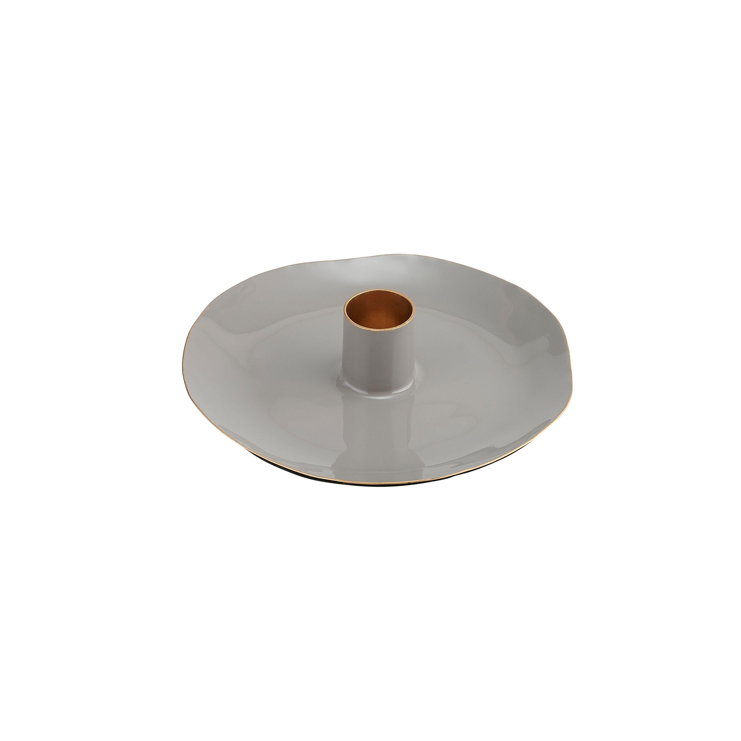 KERZENHALTER Elektra, Rund, Eisen, Grau, Ø 13.3 cm - Grau, Glas (13/2/13cm) - Gift Company