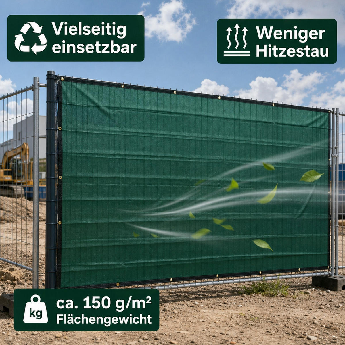 BAUZAUNBLENDE - Dunkelgrün, Kunststoff (176/20cm) - KLASEBO