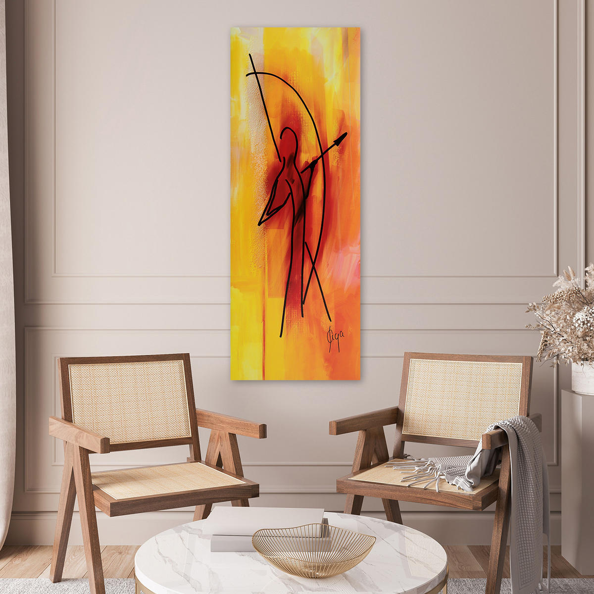 WANDBILD bogenschütze - Orange, Textil (30/90cm) - Feeby