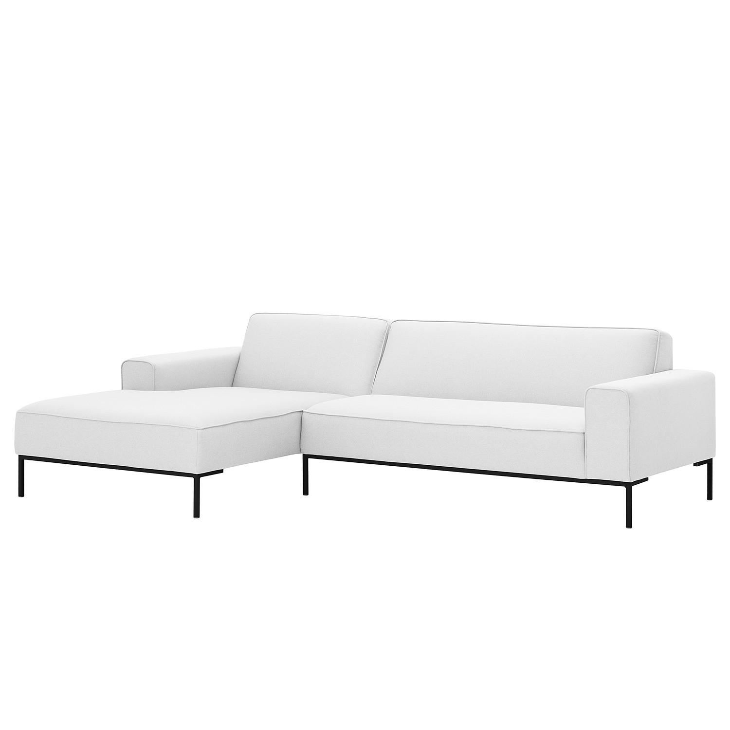 ECKSOFA mit Longchair - Webstoff - Schwarz/Weiß, Textil (264/168cm) - home24