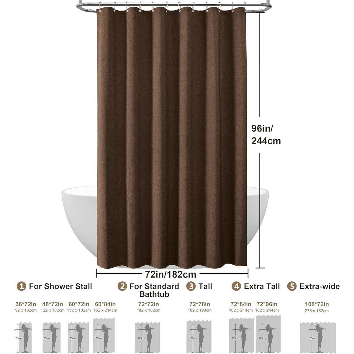 DUSCHVORHANG Leinen Braun 182 x 244 cm - Braun, Textil (182/244cm)