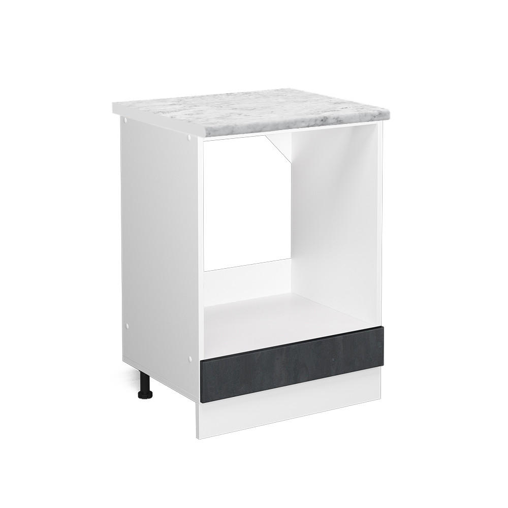HERDUMBAUSCHRANK R-Line Schwarz Beton 60 cm AP Marmor - Schwarz/Weiß, Holzwerkstoff (60/81.6/60cm) - Vicco