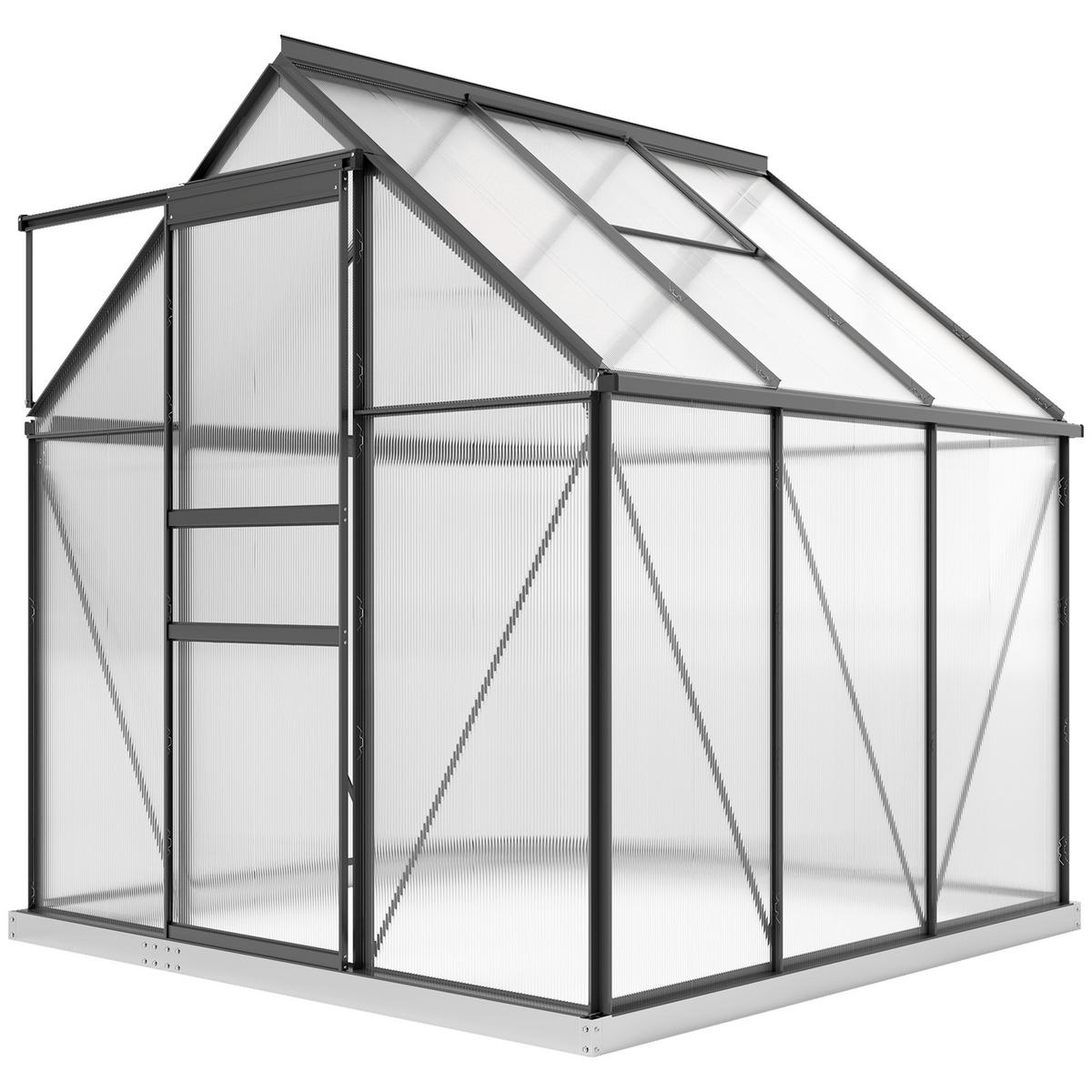GEWÄCHSHAUSTÜR, Alu-Polycarbonat, Oberlicht-Scharnier, grau - Grau, Metall (190/200/190cm) - Vallsero