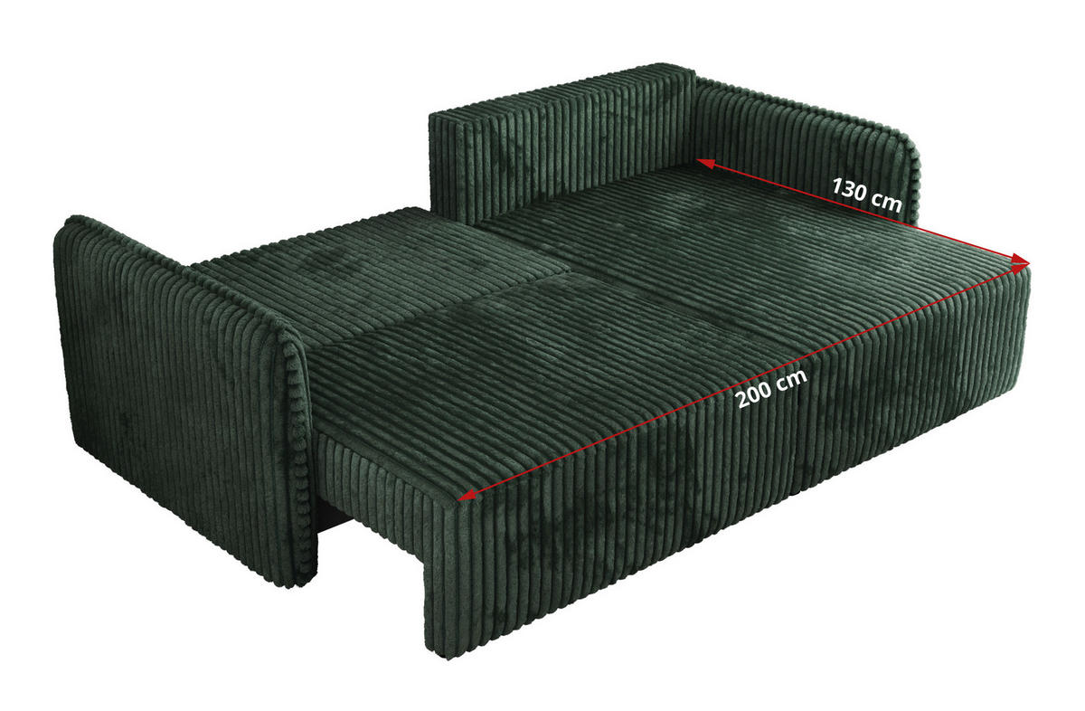 ECKSCHLAFSOFA MESTO L Grün Cord - links - Schwarz/Grün, Kunststoff/Textil (227/147cm) - MKS
