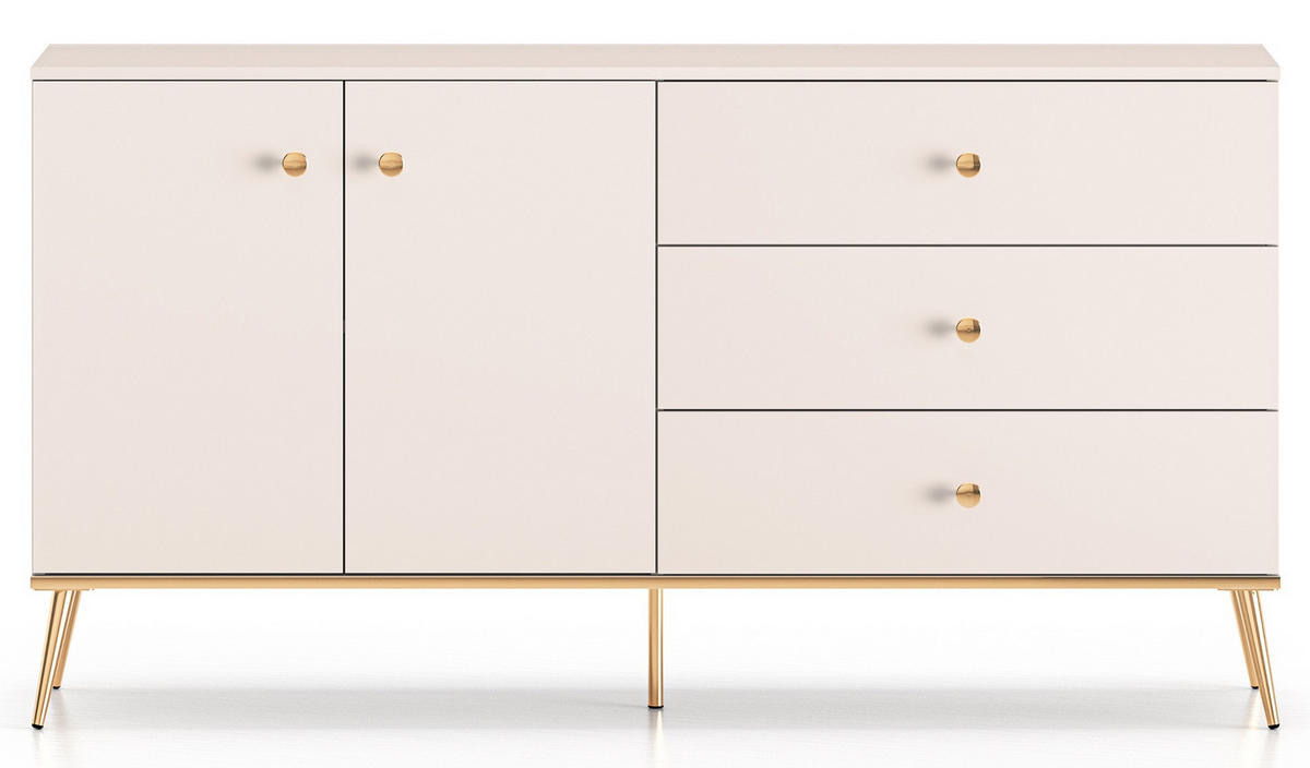 SIDEBOARD Selgin Greige 160 cm - Taupe/Goldfarben, Holzwerkstoff/Metall (160/84.8/39.7cm) - Selsey