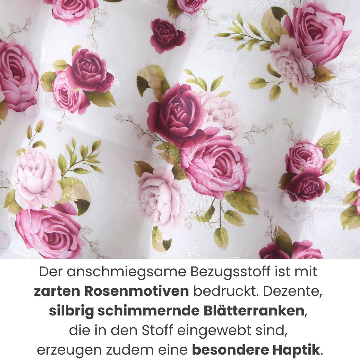 SITZKISSEN 2er Set Rosen 40/40 cm Landhaus-Stil mit Steppung - Pink, Textil (40/40/4cm) - wometo
