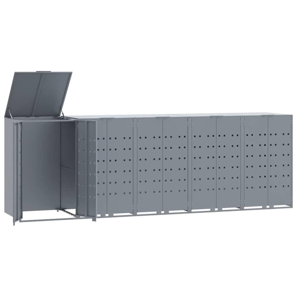 MÜLLTONNENBOX Gorilo für 5 Tonnen Grau 345x79x117 cm - Grau, Metall (345/117/79cm) - DELUKE