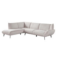 ECKSOFA CALLA Cremeweiß Cord - Creme/Schwarz, Textil (274/203cm) - KAWOLA