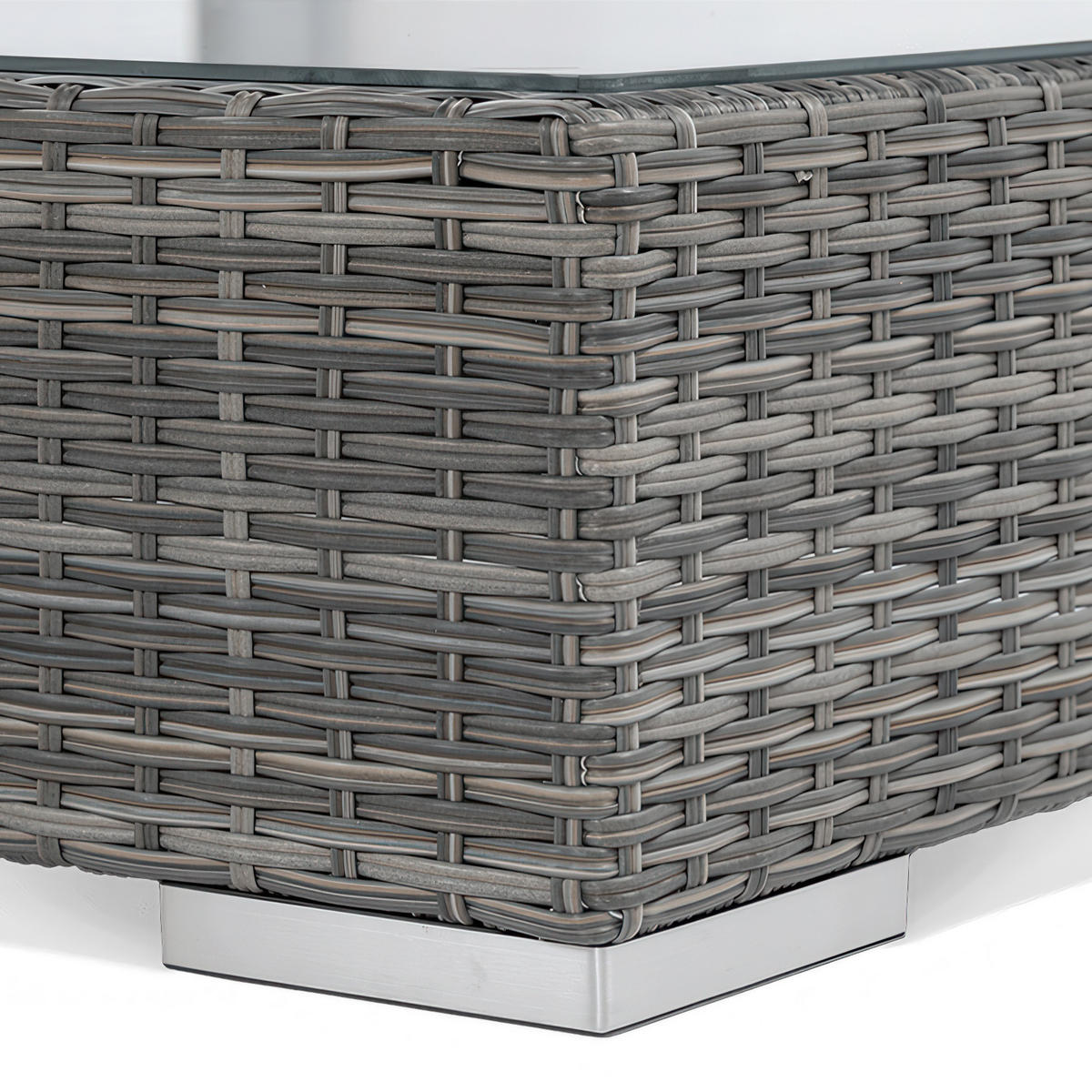 ZAHRADNÍ SADA Firenze z technoratanu, rohová pohovka a konferenční stolek, pro 4 osoby, tmavě šedá - tmavě šedá/béžová, přírodní materiály - Beautysofa