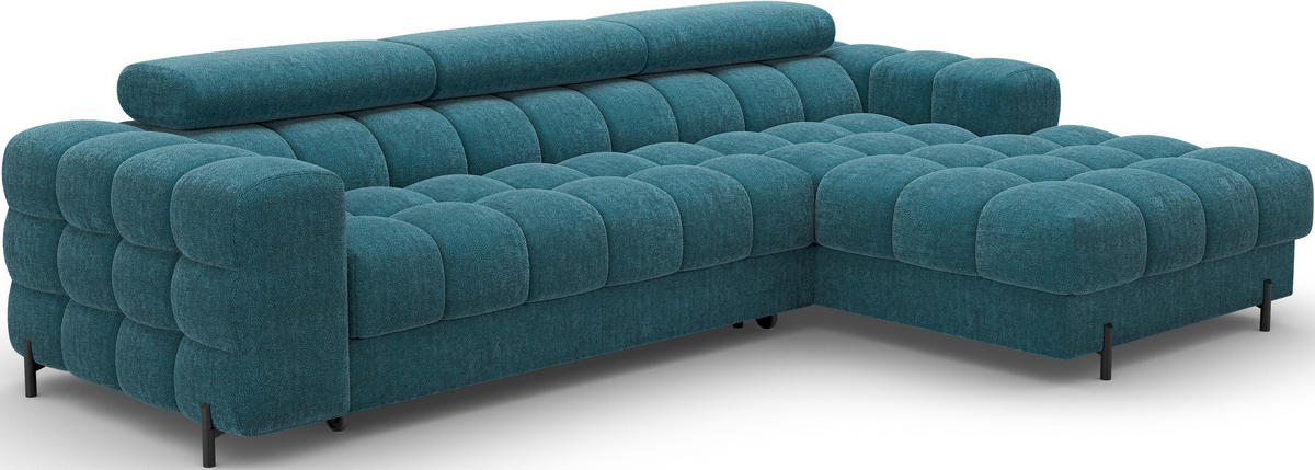 ECKSOFA FELRO mit Schlaffunktion, Bettkasten & verstellbaren Kopfstützen – Modernes Premium-Ecksofa in L-Form - Blau, Kunststoff (181/285cm) - Wohnideebilder