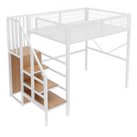 HOCHBETT 140/200 cm mit Stauraumleiter und LED, DE-41606, in Weiß - Weiß, Metall (140/200cm) - ComfortXL
