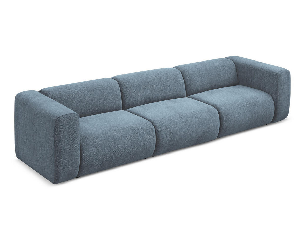 POUF Samt Stoff Blau - Blau/Petrol, Kunststoff/Textil (60/35/60cm) - Makamii