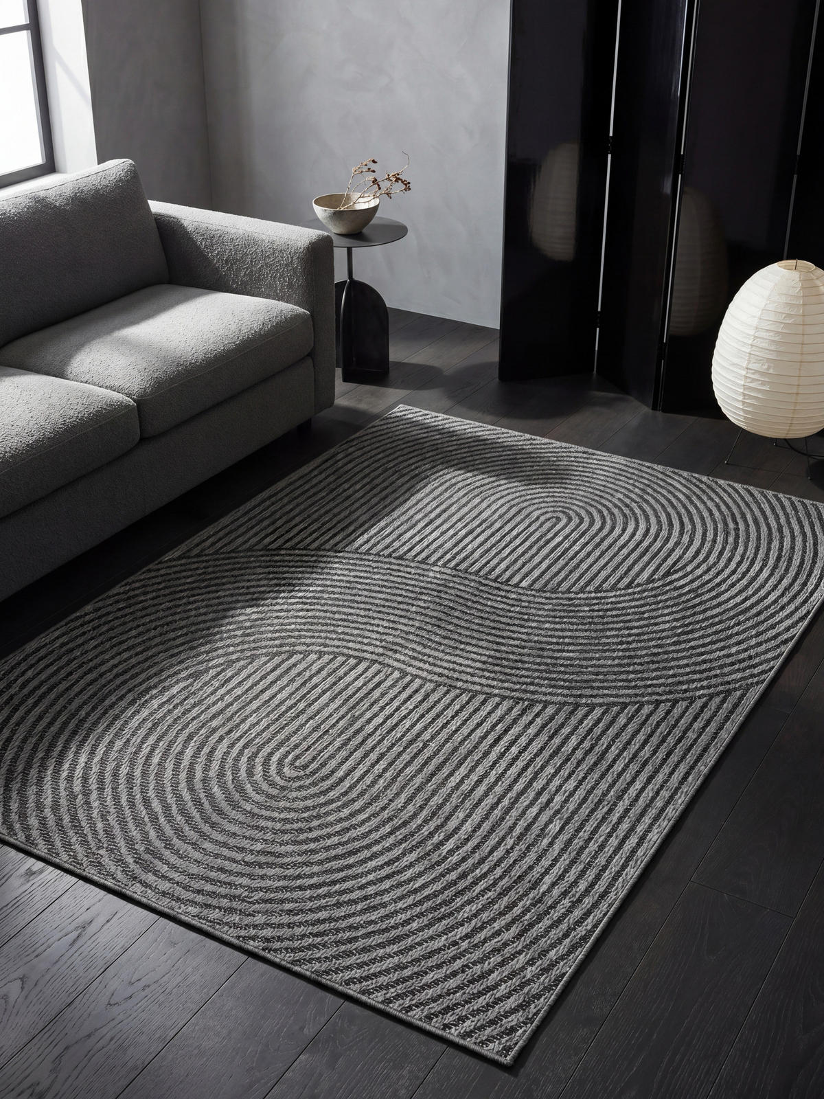 FLACHWEBTEPPICH Geometrisch BORNO Polypropylen Anthrazit 240 x 340 cm - Anthrazit, Textil (240/340cm) - KADIMA DESIGN
