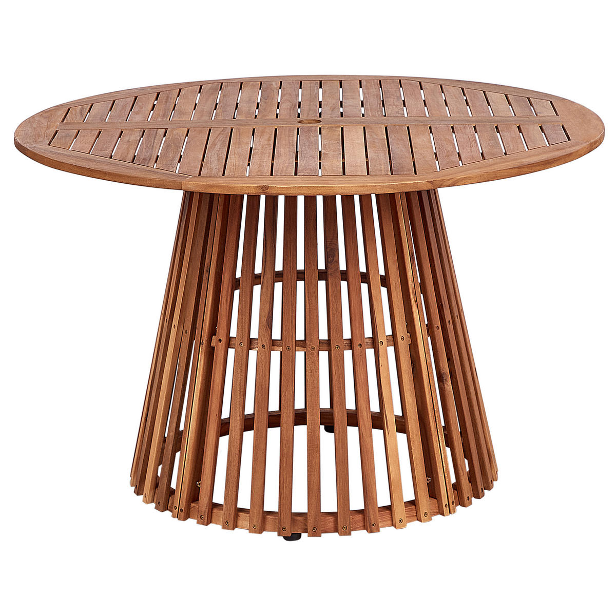 GARTENTISCH Heller Holzfarbton Agello - Hellbraun, Holz (120/120/74cm) - Beliani