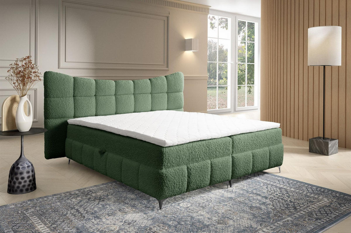 BOXBETT Nova In Rolf - Grün, Holzwerkstoff/Textil (140/200cm) - Fun Möbel