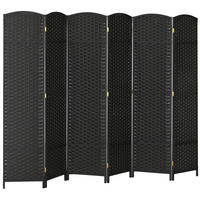 PARAVENT DE-14319 6-teilig, klappbar 240x170 cm Natur - Schwarz, Holz (240/170/1.6cm) - ComfortXL