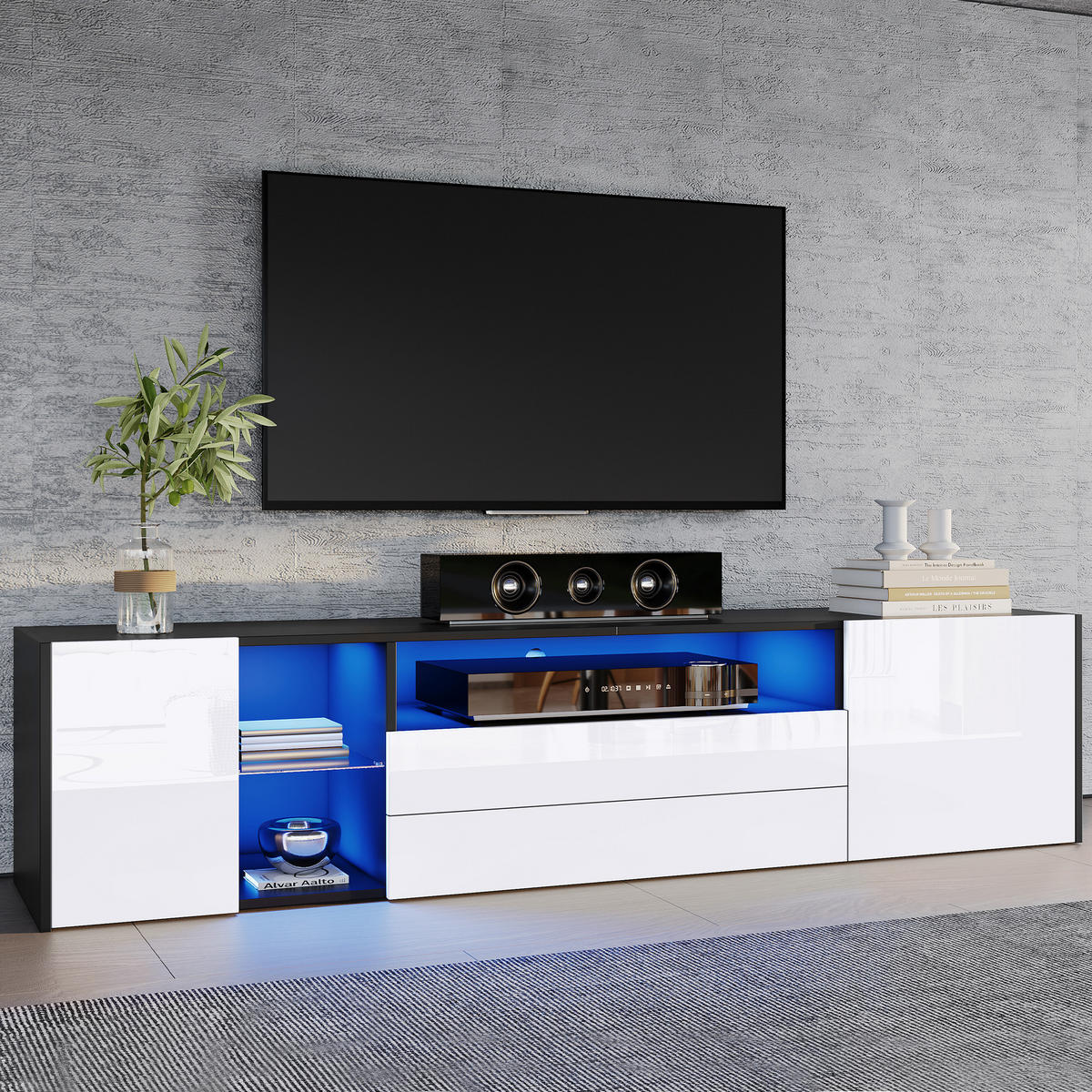 TV-LOWBOARD Spleiß Schwarz-Weiß 180/40/45 cm - Weiß, Holzwerkstoff (180/45/40cm) - PANGIVO
