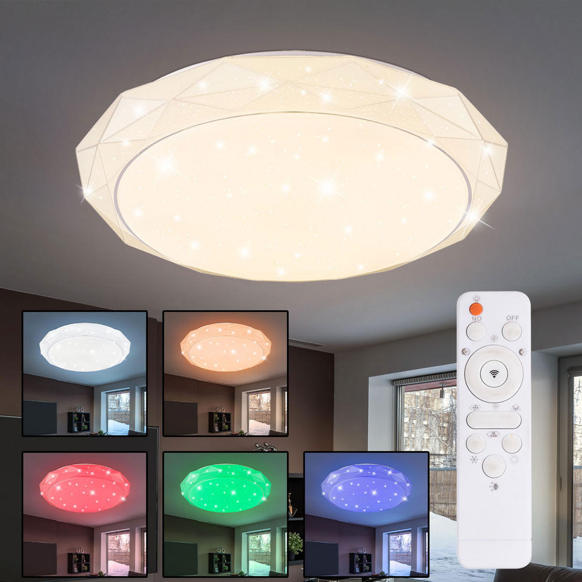 LED DECKENLEUCHTE Metall Weiß - Weiß, Metall (50/50/9cm) - Globo Lighting