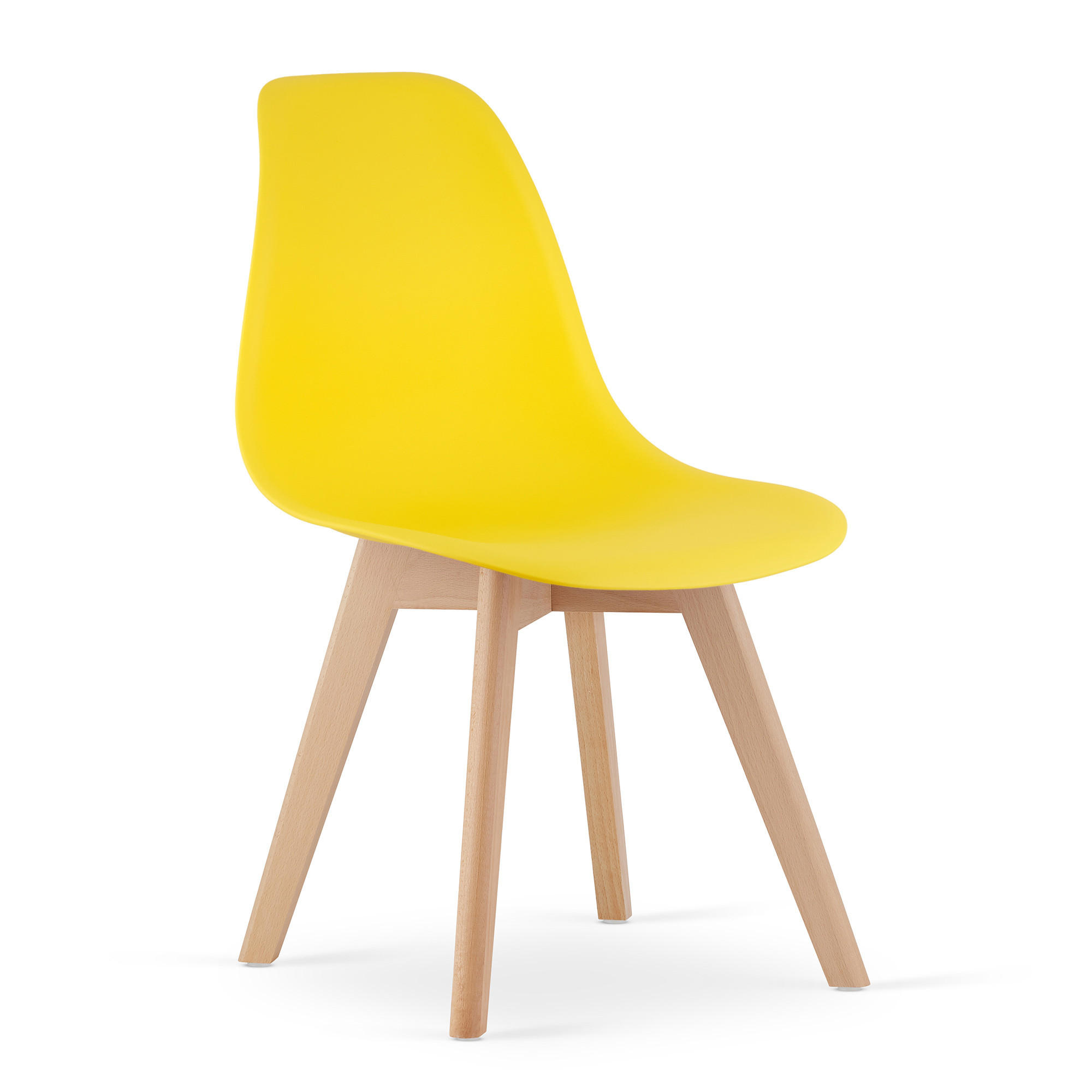 ESSZIMMERSTUHL KITO gelber Sitz, natürliche Beine - Gelb/Naturfarben, Kunststoff (46/80/54.5cm) - Valora