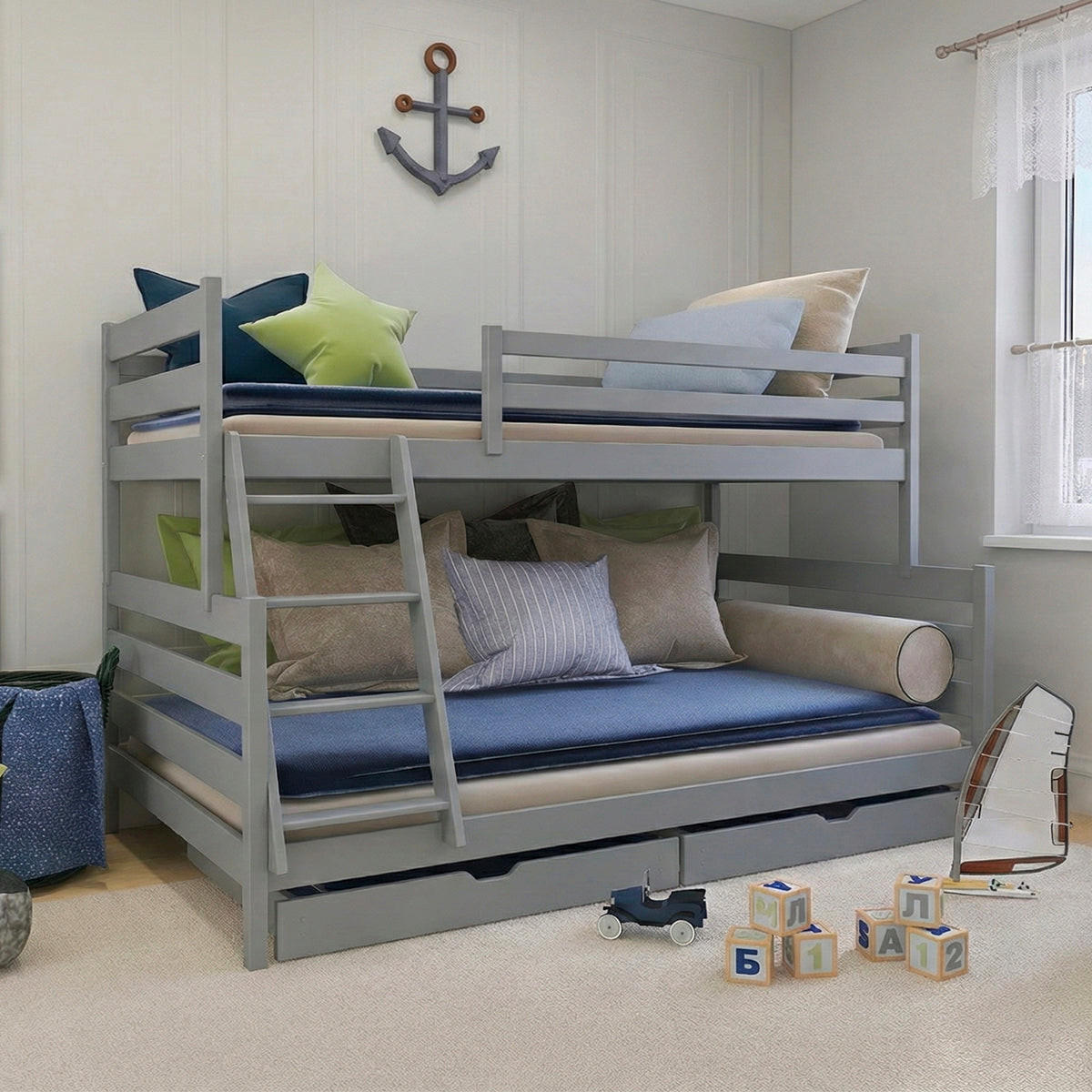 ETAGENBETT 120/200 Leo Grau - Grau, Holz (120/200cm) - Petits-meubles