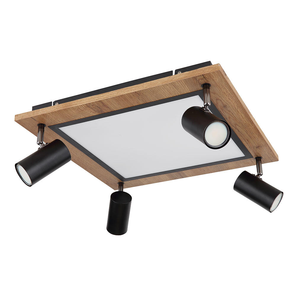 LED DECKENLEUCHTE ULLA Schwarz Holzoptik - Schwarz, Metall (45/45/13cm) - Globo Lighting