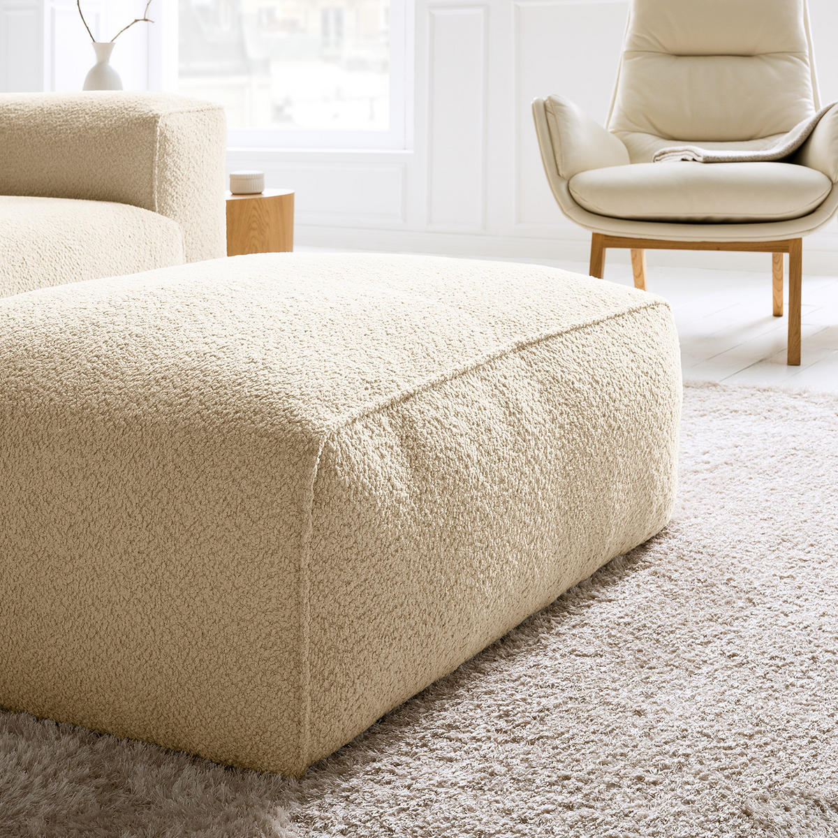 POLSTERHOCKER - Beige/Schwarz, Kunststoff/Textil (81/38/100cm) - home24