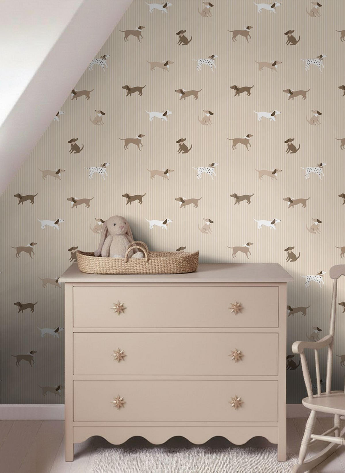 TAPETE Hunde 50 x 900 cm - Beige, Papier (50/0.1cm) - ESTAhome