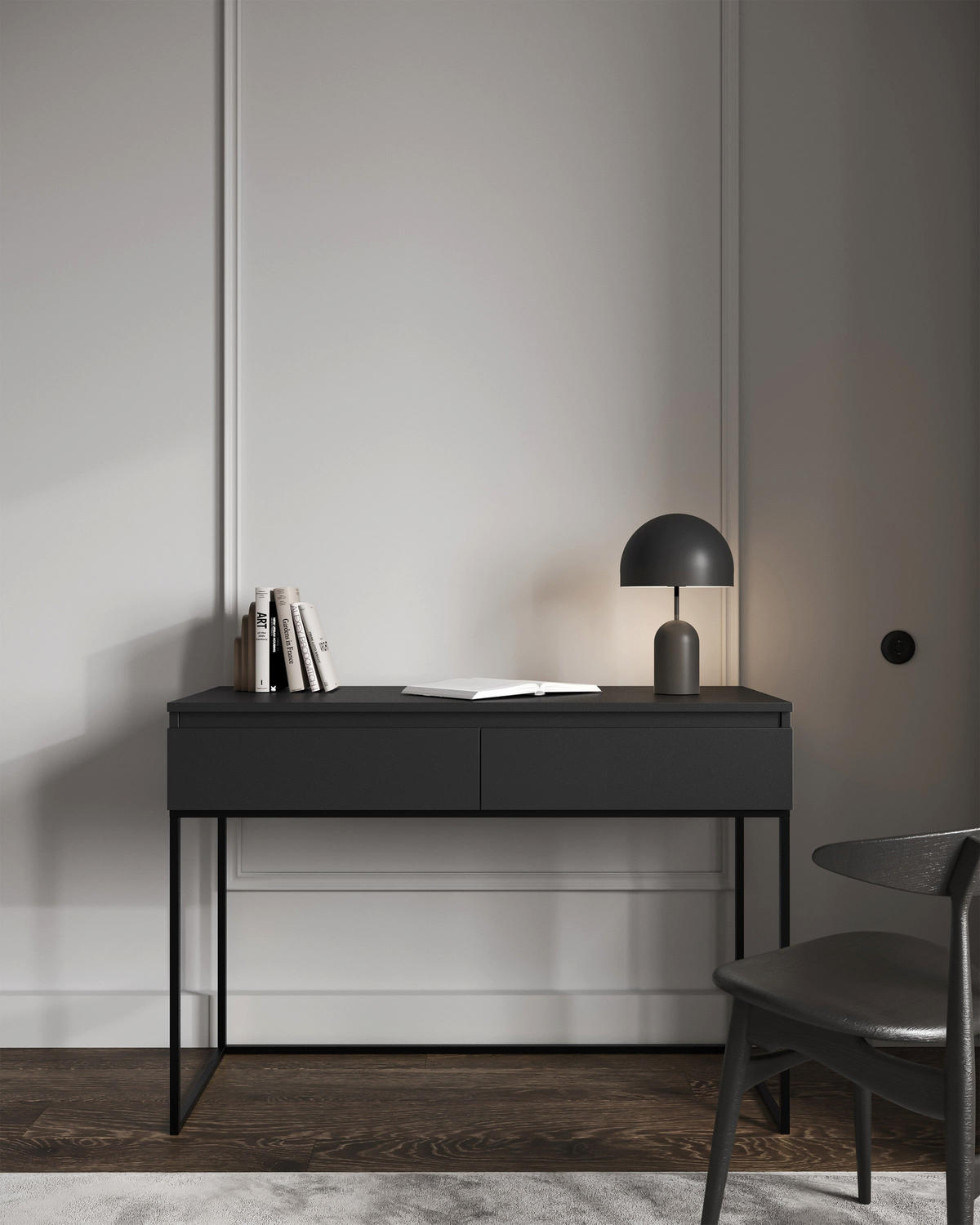 SCHMINKTISCH Selsey Bemmi Schwarz 120 cm - Schwarz, Holzwerkstoff/Metall (50/120/80cm) - Selsey