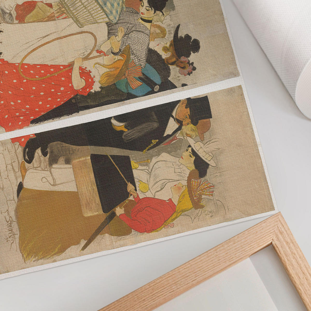 POSTER - 29x21 cm (A4) - Théophile Steinlen - Menschen auf der Straße - Rot, Textil (29.7/21/0.1cm) - TULUP